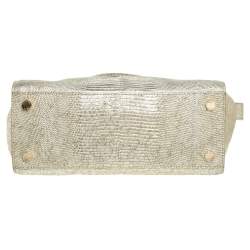 Pre Owned حقيبة يد مايكل مايكل كورس متوسطة جلد نقش سحلية ذهبية ميتالك 