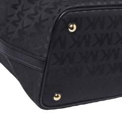 Pre Owned MICHAEL Micheal Kors Black Signature Canvas and Leather Jet Set Tote