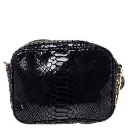 Pre Owned MICHAEL Michael Kors Black Snakeskin Effect Leather Crossbody Bag