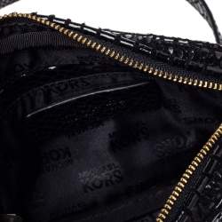 Pre Owned MICHAEL Michael Kors Black Snakeskin Effect Leather Crossbody Bag