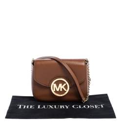 Pre Owned MICHAEL Michael Kors Brown Leather Fulton Crossbody Bag