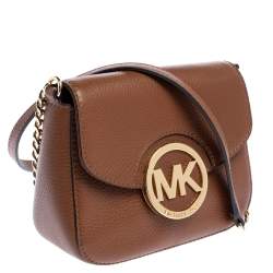 Pre Owned MICHAEL Michael Kors Brown Leather Fulton Crossbody Bag