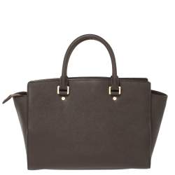 Pre Owned حقيبة ساتشل مايكل مايكل كورس سيلما كبيرة جلد بنية داكنة 