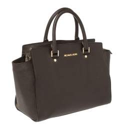 Pre Owned حقيبة ساتشل مايكل مايكل كورس سيلما كبيرة جلد بنية داكنة 