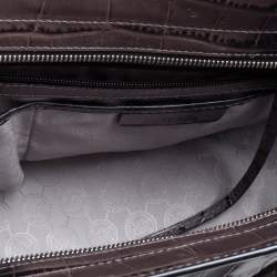 Pre Owned MICHAEL Michael Kors Grey/Black Croc Embossed Leather Large Selma Tote