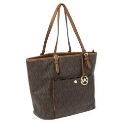 Pre Owned حقيبة مايكل مايكل كورس شيارا كانفاس بني داكن بالشعار