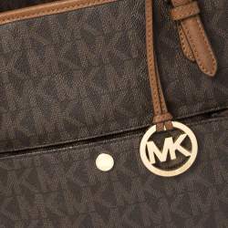 Pre Owned حقيبة مايكل مايكل كورس شيارا كانفاس بني داكن بالشعار