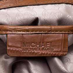 Pre Owned MICHAEL Michael Kors Brown Crocodile Embossed Leather Large Joan Satchel