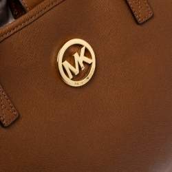 Pre Owned MICHAEL Michael Kors Brown Saffiano Leather Jet Set Travel Tote
