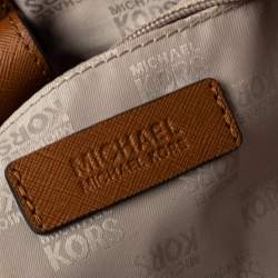 Pre Owned MICHAEL Michael Kors Brown Saffiano Leather Jet Set Travel Tote