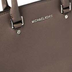 Pre Owned MICHAEL Michael Kors Dark Beige Leather Large Selma Tote