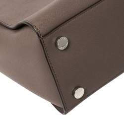 Pre Owned MICHAEL Michael Kors Dark Beige Leather Large Selma Tote