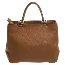 Pre Owned MICHAEL Michael Kors Brown Soft Leather Anabelle Mid Zip Tote