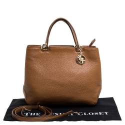 Pre Owned MICHAEL Michael Kors Brown Soft Leather Anabelle Mid Zip Tote