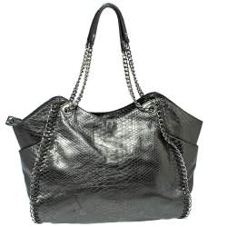 MICHAEL Michael Kors Metallic Python Effect Leather Tassel Chain Detail Satchel