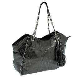 MICHAEL Michael Kors Metallic Python Effect Leather Tassel Chain Detail Satchel