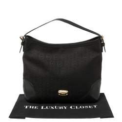 Pre Owned MICHAEL Michael Kors Black Signature Canvas and Leather Millbrook Hobo