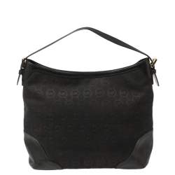 Pre Owned MICHAEL Michael Kors Black Signature Canvas and Leather Millbrook Hobo