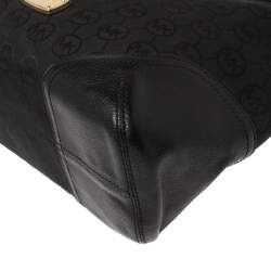 Pre Owned MICHAEL Michael Kors Black Signature Canvas and Leather Millbrook Hobo