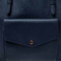 Pre Owned MICHAEL Michael Kors Navy Blue Leather Front Pocket Tote