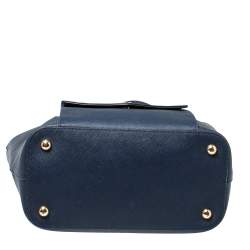 Pre Owned MICHAEL Michael Kors Navy Blue Leather Front Pocket Tote