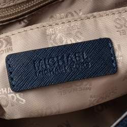 Pre Owned MICHAEL Michael Kors Navy Blue Leather Front Pocket Tote