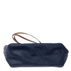 Pre Owned MICHAEL Michael Kors Blue/White Saffiano Leather Large Jet Set Travel Tote