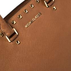 Pre Owned MICHAEL Michael Kors Brown Leather Selma Studded Tote