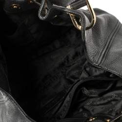 مملوكة مسبقًا MICHAEL Michael Kors Black Leather Camden Drawstring Hobo