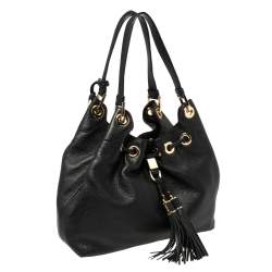 مملوكة مسبقًا MICHAEL Michael Kors Black Leather Camden Drawstring Hobo