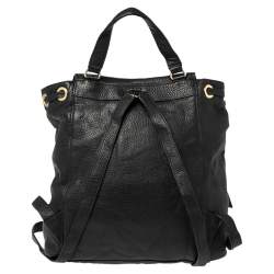 MICHAEL Michael Kors Black Soft Leather Drawstring Backpack