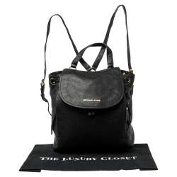MICHAEL Michael Kors Black Soft Leather Drawstring Backpack
