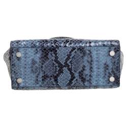 مملوكة مسبقًا MICHAEL Michael Kors Blue Python Embossed Leather Large Selma Satchel