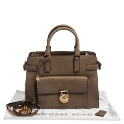 Pre Owned حقيبة ساتشل مايكل مايكل كورس أيما كبيرة جلد بيج داكنة 