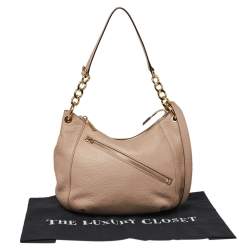 Pre Owned MICHAEL Michael Kors Beige Grained Leather Shoulder Bag