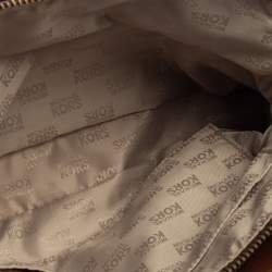 Pre Owned حقيبة ساتشل مايكل مايكل كورس فلورنس جلد وكانفاس مقوى شهير بنية 