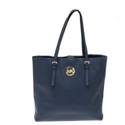 MICHAEL Michael Kors Navy Blue Leather Jet Set Tote