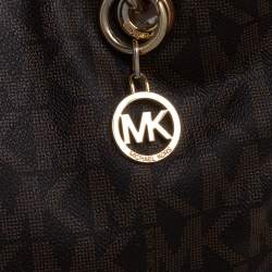Pre Owned MICHAEL Michael Kors Brown Signature Coated Canvas Medium Cynthia Tote