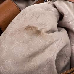 Pre Owned MICHAEL Michael Kors Brown Signature Coated Canvas Medium Cynthia Tote