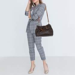 Pre Owned MICHAEL Michael Kors Brown Signature Coated Canvas Medium Cynthia Tote