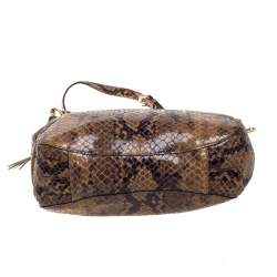 Pre Owned حقيبة مايكل مايكل كورس جلد ثعبان بني نمط منقوش