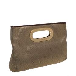 Pre Owned MICHAEL Michael Kors Gold Raffia Berkley Clutch