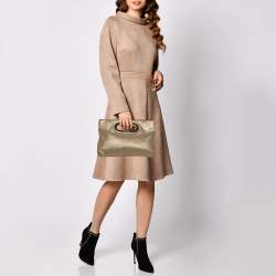 Pre Owned MICHAEL Michael Kors Gold Raffia Berkley Clutch