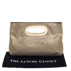 Pre Owned MICHAEL Michael Kors Gold Raffia Berkley Clutch