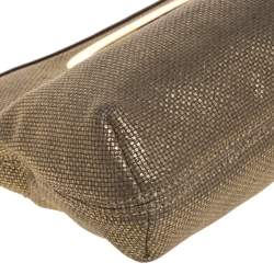 Pre Owned MICHAEL Michael Kors Gold Raffia Berkley Clutch