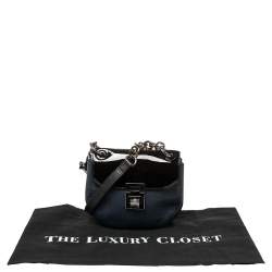 Pre Owned MICHAEL Michael Kors Blue/Black Patent and Leather Mini Cecelia Crossbody Bag