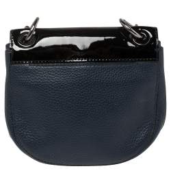 Pre Owned MICHAEL Michael Kors Blue/Black Patent and Leather Mini Cecelia Crossbody Bag