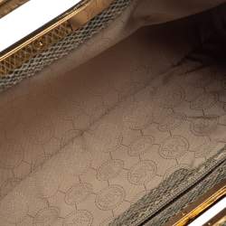 Pre Owned MICHAEL Michael Kors Beige/Black Snakeskin Effect Leather Berkley Clutch
