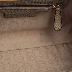 Pre Owned MICHAEL Michael Kors Beige/Black Snakeskin Effect Leather Berkley Clutch