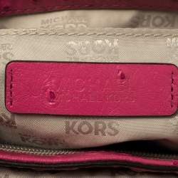 Pre Owned MICHAEL Michael Kors Fuchsia Embossed Ostrich Leather Zinnia Shoulder Bag